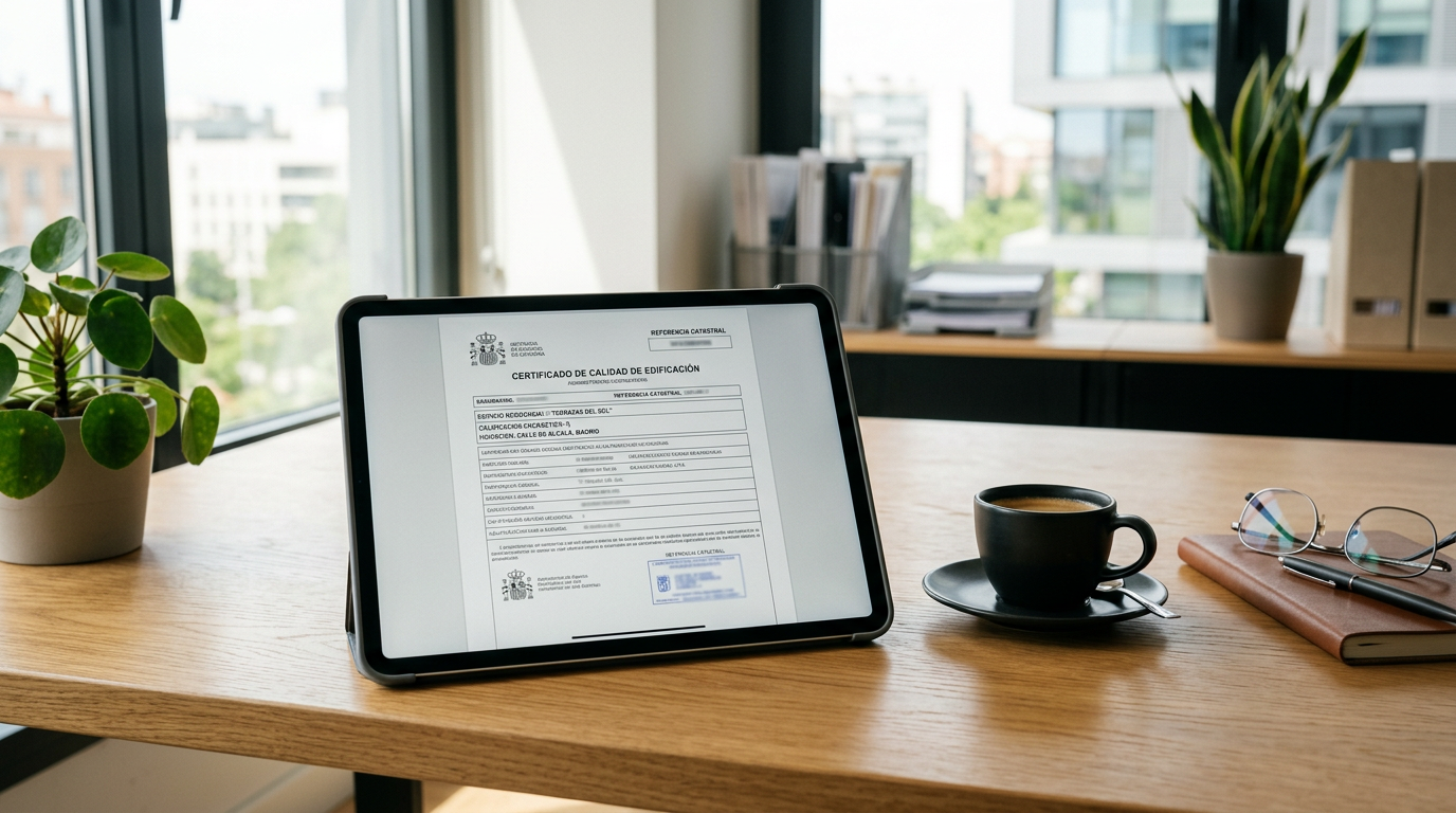 Certificado de aptitud de la ITE en una pantalla digital