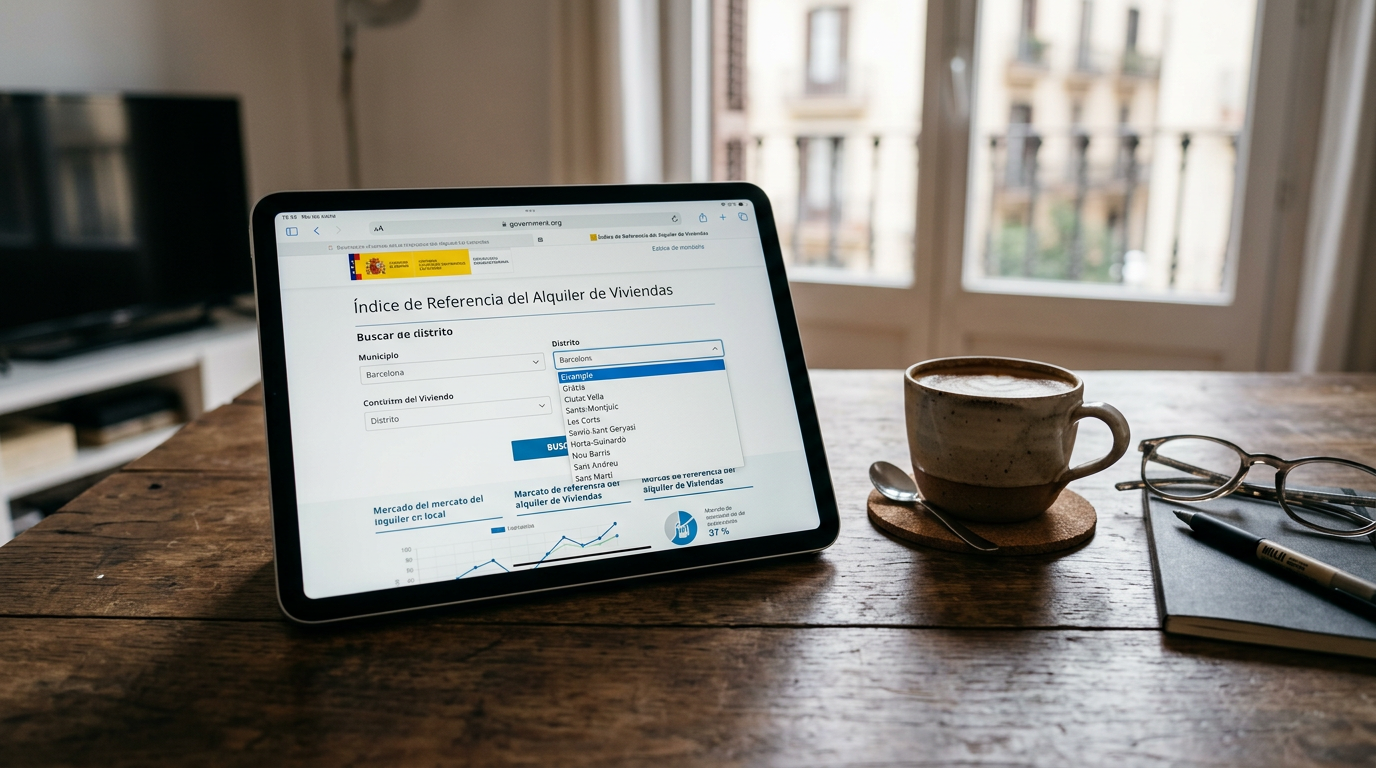 Mockup del buscador oficial del índice de precios de alquiler de la Generalitat.