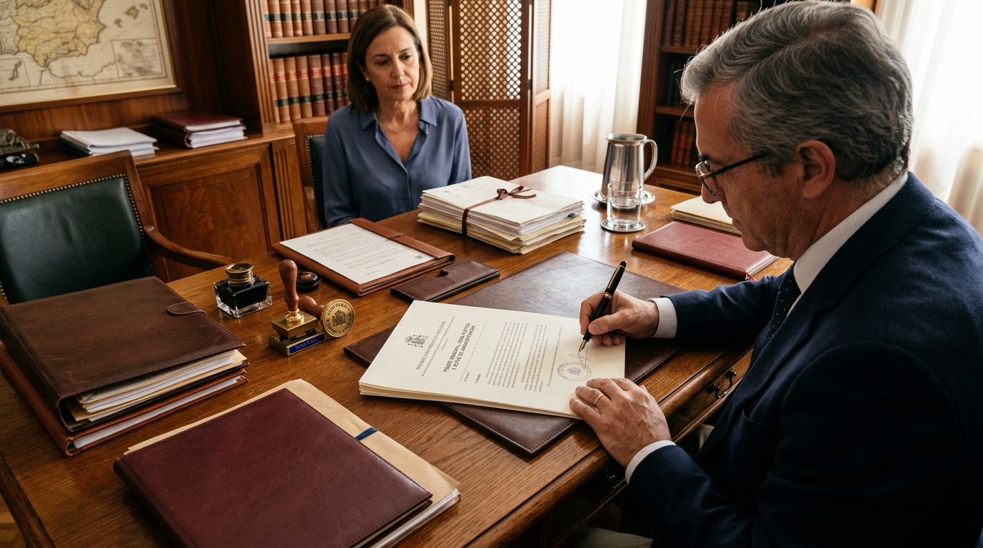 Firma de un poder notarial ante un profesional del sector jurídico