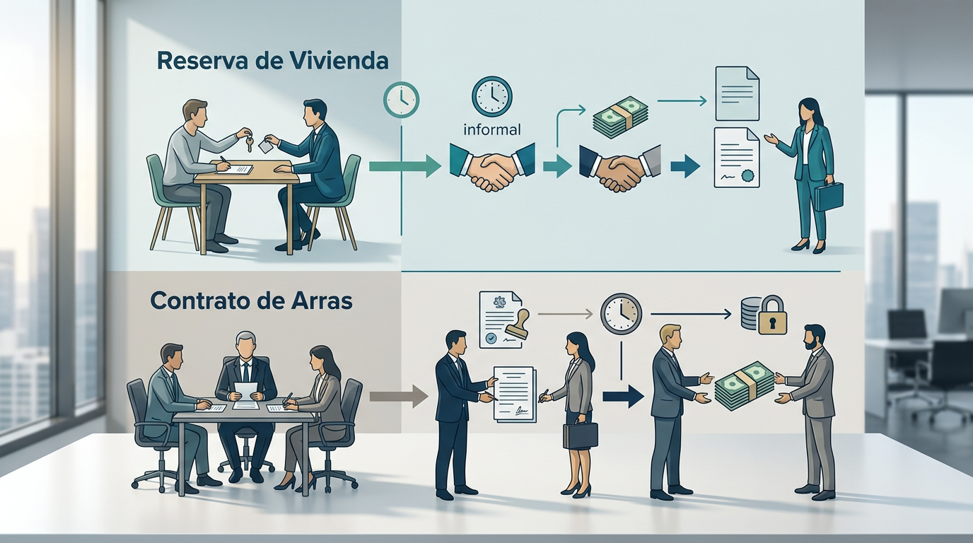 Esquema conceptual con las diferencias entre reserva y arras