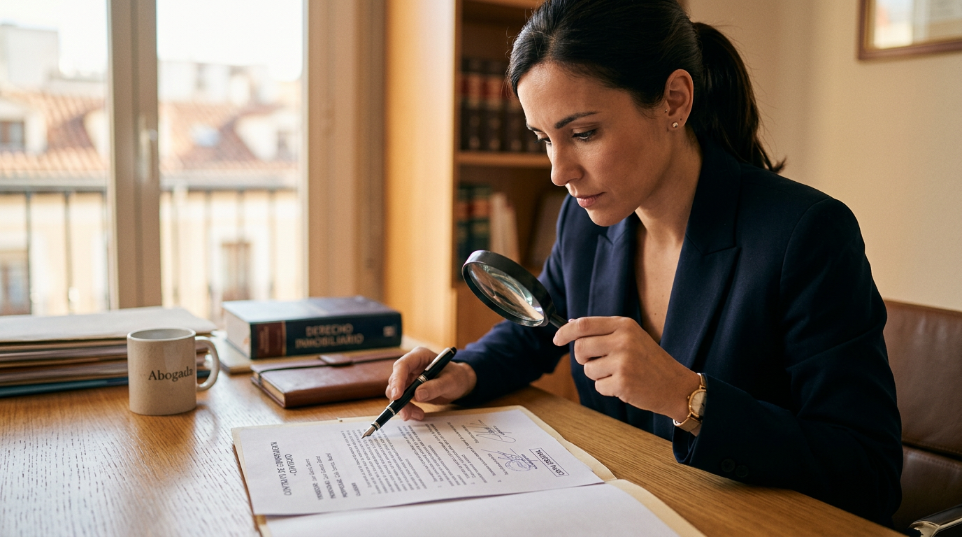 Abogado inmobiliario revisando un contrato de arras