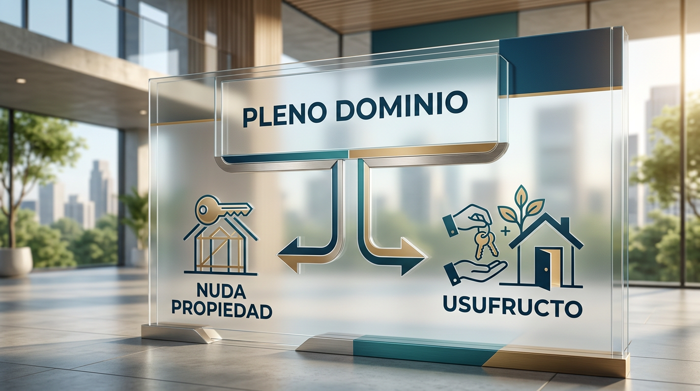 Esquema de propiedad: Pleno Dominio, Nuda Propiedad y Usufructo.