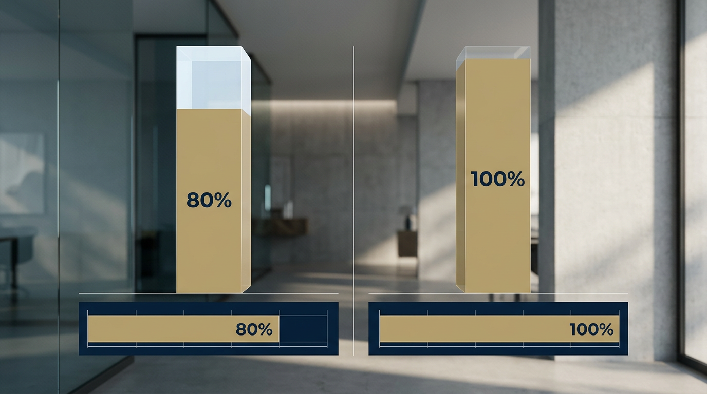 Gráfico explicativo sobre el impacto de una tasación del 80% frente al precio de compra real.