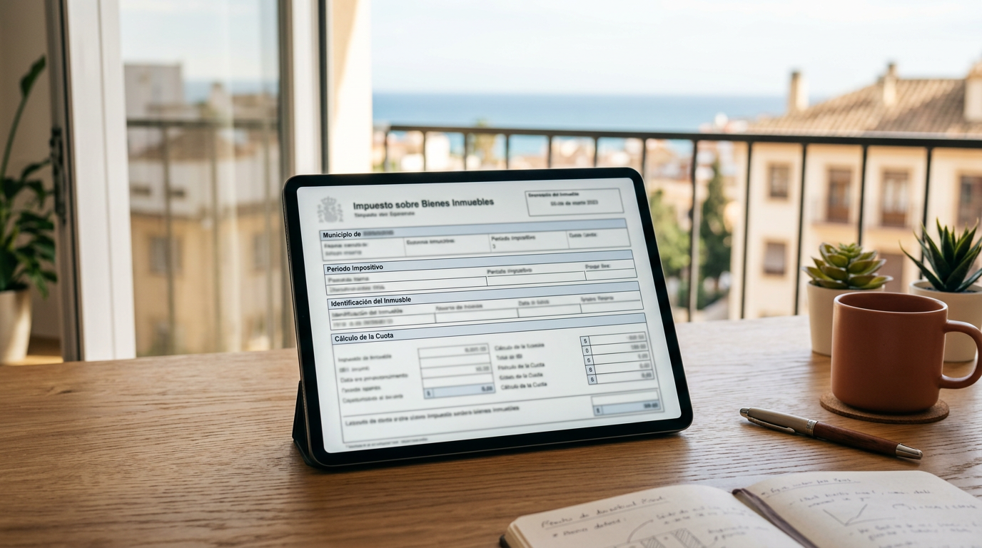 Mockup de un recibo de IBI en una tableta digital